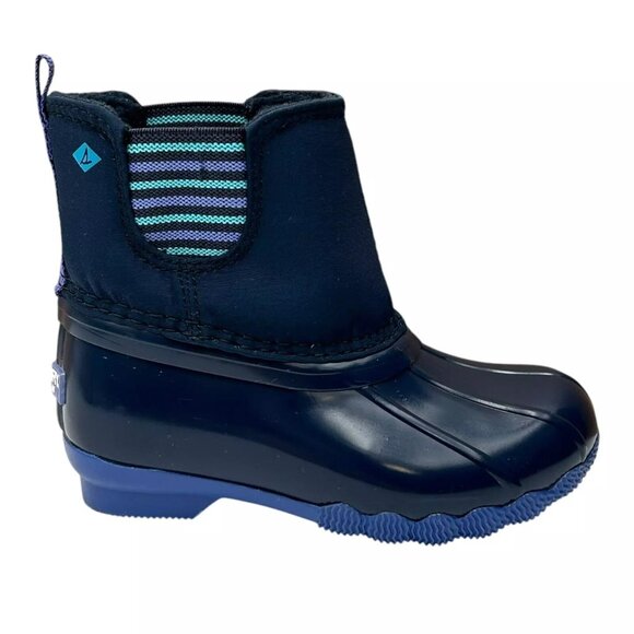 Sperry Saltwater Chelsea JR Baby/Toddler Girl's Duck Boots Size 6 Navy Blue/Aqua - Picture 2 of 12